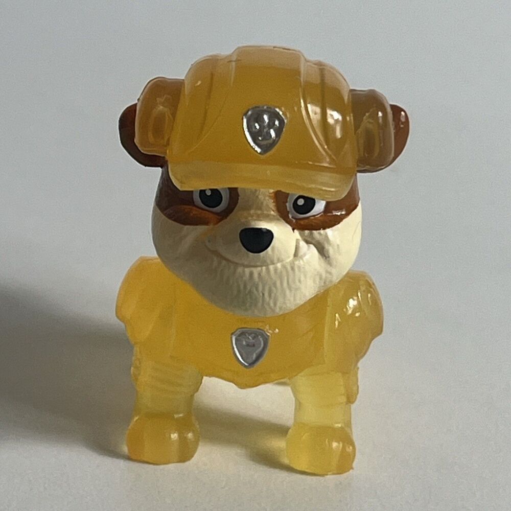 Paw Patrol Movie RUBBLE neon yellow dog mini figure Stocking gift cake topper